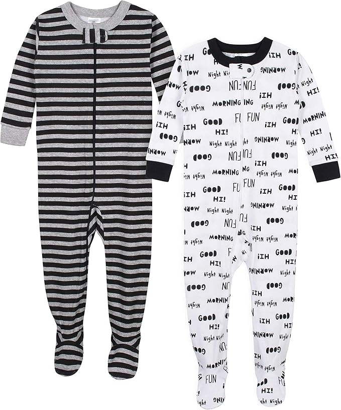Gerber Baby Boys' Organic 2 Pack Cotton Footed Unionsuit