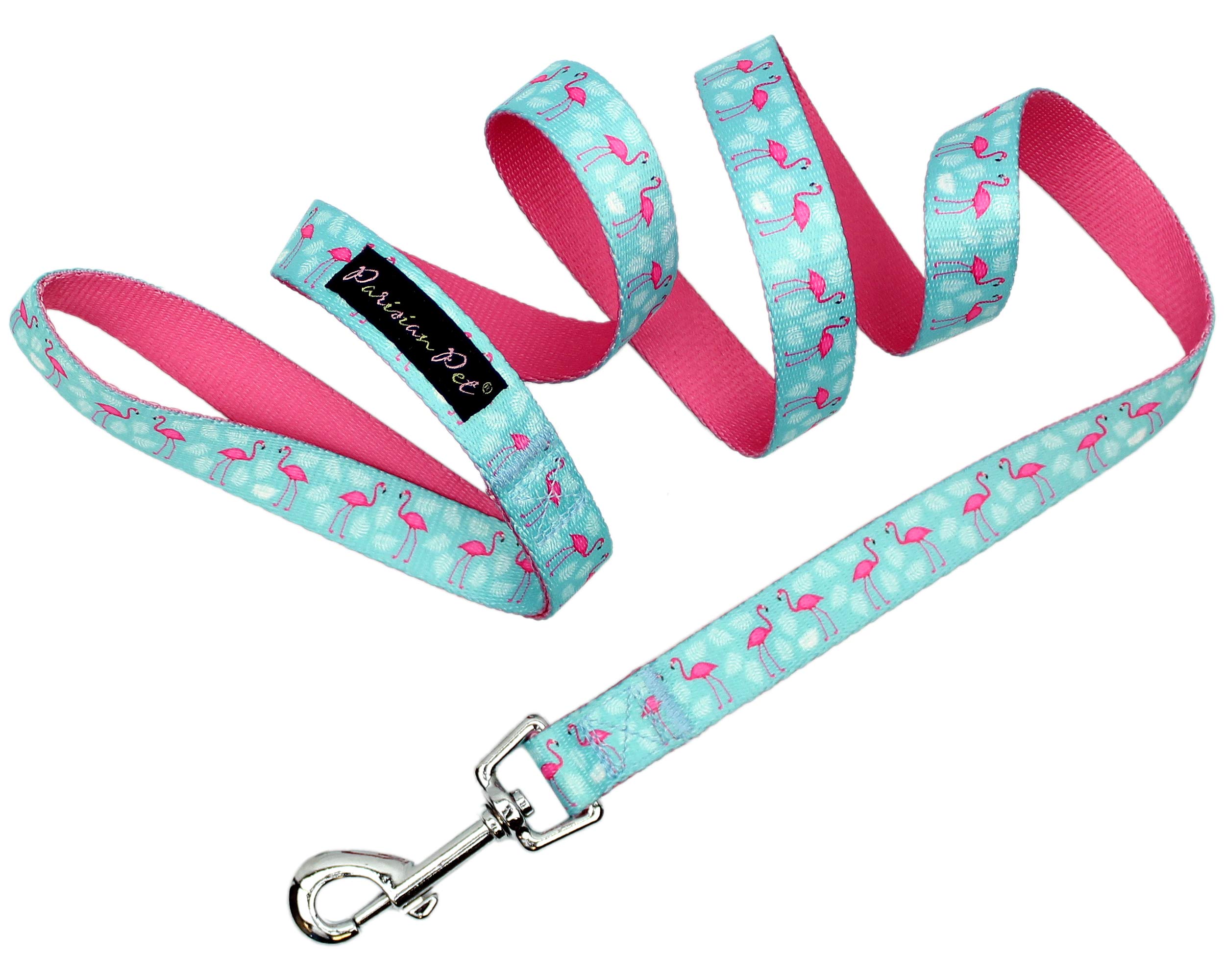 Parisian Pet Girly Dog Leash - 4ft Long, Flamingos Durable Nylon Dog Training Leash - Traction Rope for Small/Medium Dogs