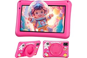 BRILLAR Tablette pour enfants 7" avec étui antichoc Android 13 Octa-Core 8+64 Go Wi-Fi 6, mode contrôle parental, cadeau d'ap