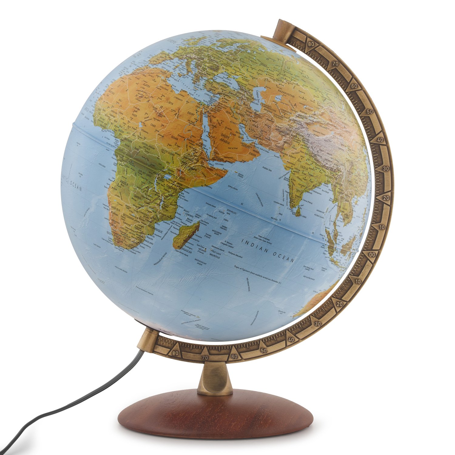 Waypoint Geographic Light Up Globe - Lugano 12” Desk Decorative Illuminated Globe with Stand & Blue Ocean, up to Date World Globe