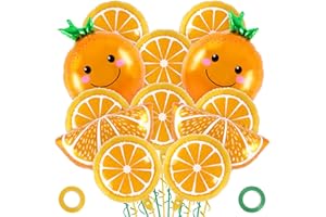 AIQINHU Orange Fruit Balloons, 12 Pcs Citrus Foil Balloons, Large Orange Mylar Slice Balloons for Birthday Fruit Themed Party Decoration Little Cutie Baby Shower