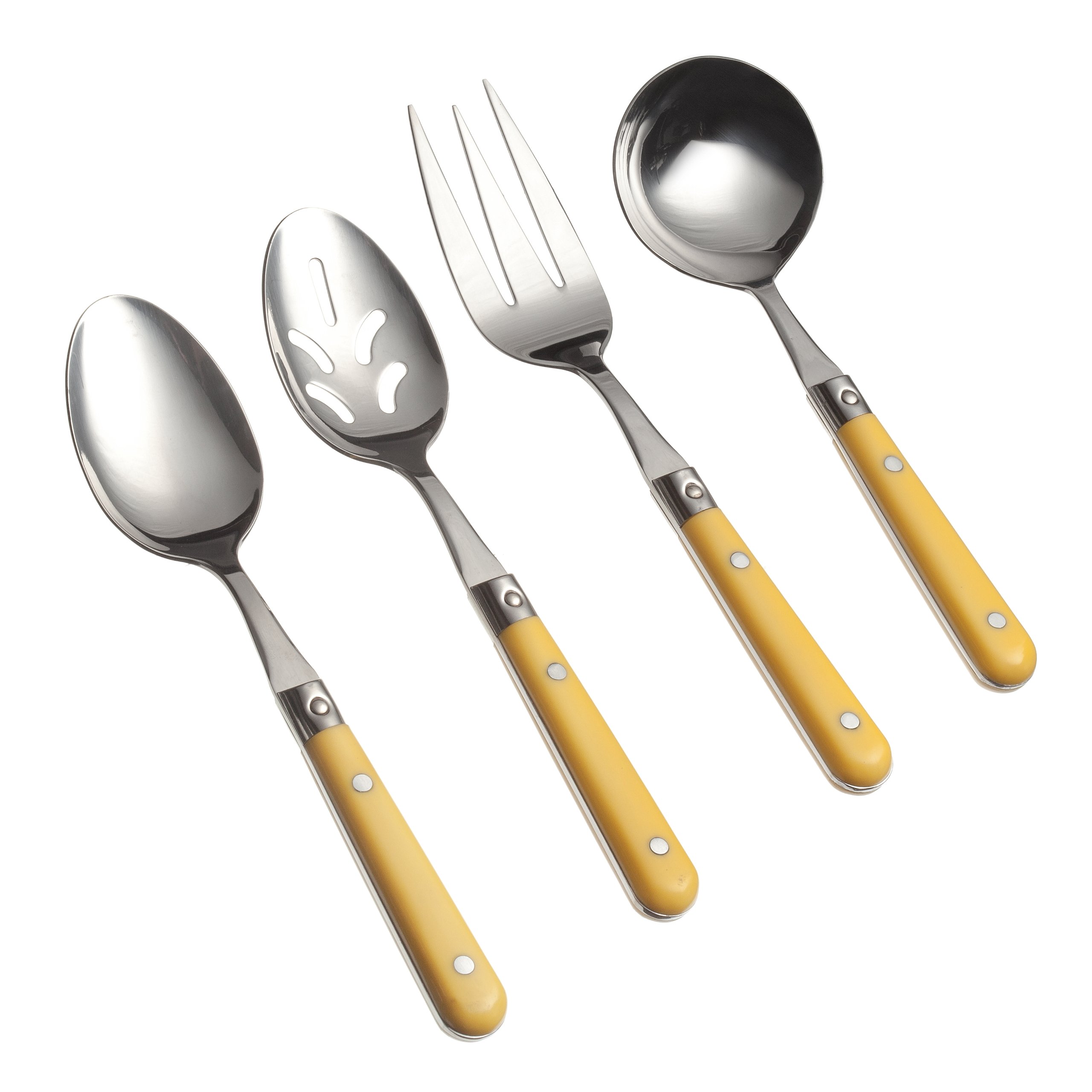 Ginkgo International Le Prix 4-Piece Stainless Steel Hostess Serving Set, Mimosa Yellow