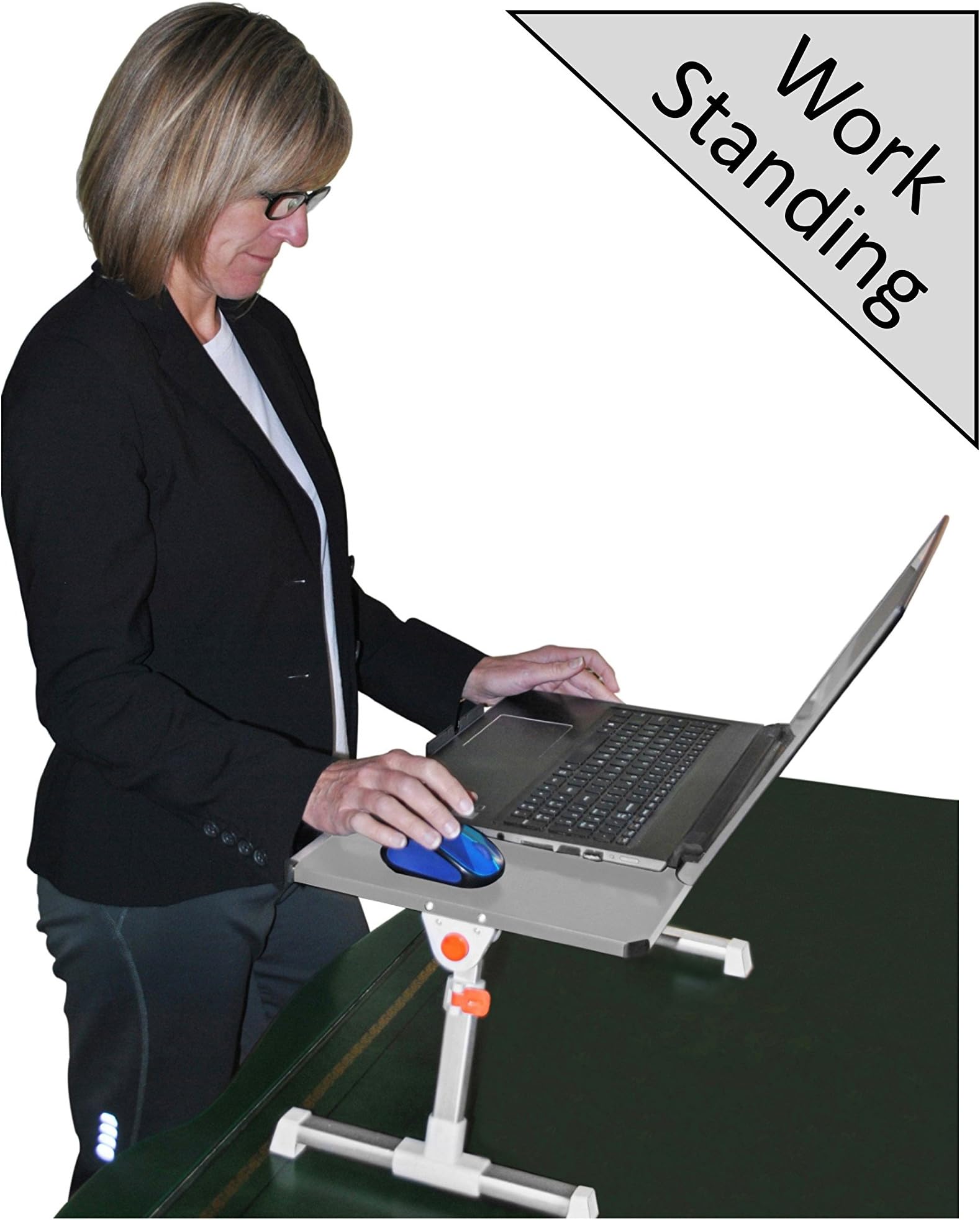 Adjustable Standing Travel Desk by AdjustaDesk- Portable, Ergonomic and Light Weight so you to Stand or Sit with your Laptop or Notebook at an Elevated Height for Work, Home, Office or Travel.(Silver)