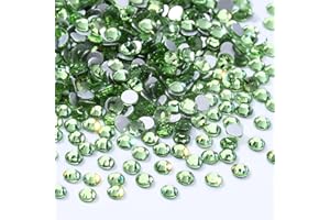 Meibite Light Green Flatback Rhinestones, Glass Rhinestones for Nail Art and Craft, Glue Fix, Loose Crystal Gemstones(Lt.Green, SS10, 1440pcs, 2.7-2.8mm)