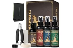 1DFAUL 9pcs Guitar Cleaning Maintenance Kit with Guitar Cleaner, Polish, Fretboard Oil, String Oil, for All Guitar Types, Ide