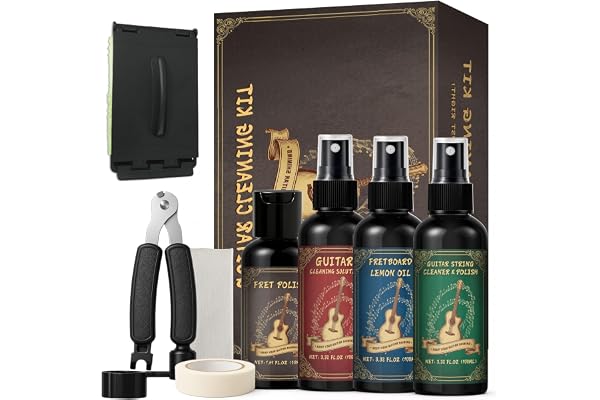 1DFAUL 9pcs Guitar Cleaning Maintenance Kit, Deep Cleaning & Restores Shine | with Guitar Cleaner, Polish, Fretboard Oil, Str