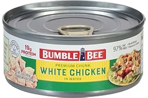 Bumble Bee Premium White Chicken, Chunk in Water, 5 oz Can - 19g Protein per Serving - Gluten Free, Keto Friendly