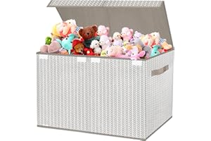 VERONLY Toy Box Chest Organizer Bins for Boys Girls Kids, Large Collapsible Fabric Storage Container with Flip-Top Lid & Handles for Clothes,Blanket,Nursery,Playroom,Bedroom,Tree Branch Pattern (Gray)