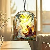 Acrylic Nativity Scene Suncatcher – Christian Christmas Ornament Window Hanging – Religious Nativity Decor for Home, Church, Holiday Display – Holy Family Spiritual Ornament (Sun-52)
