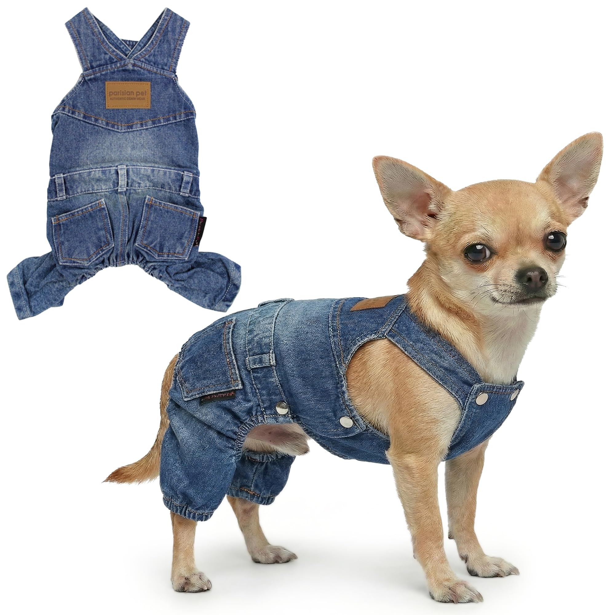 Parisian Pet Dog Clothes Cat Apparel Outfits Denim Overall, S