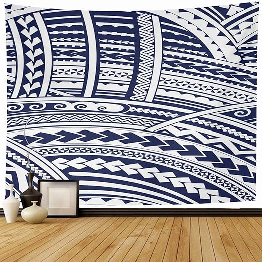 N / A Tapiz Colgante de Pared Forma Maorí Azul polinesio Tatuaje Tribal