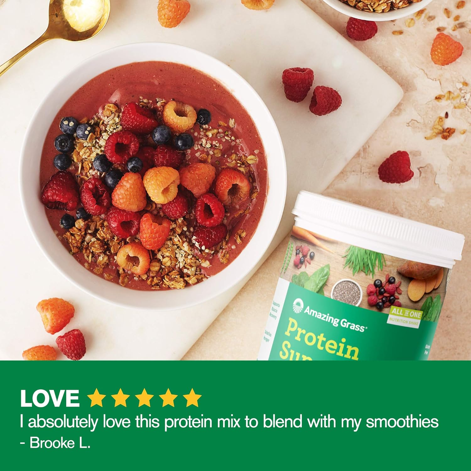 Amazing Grass Protein Superfood: Vegan Protein Powder, All in One Nutrition Shake, Unflavored, 12 Servings : Grocery & Gourmet Food
