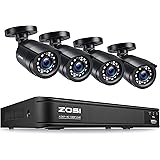 ZOSI H.265+1080p Home Security Camera System,8 Channel 5MP-Lite CCTV DVR with 4 x 1920TVL Weatherproof Surveillance Bullet Ca