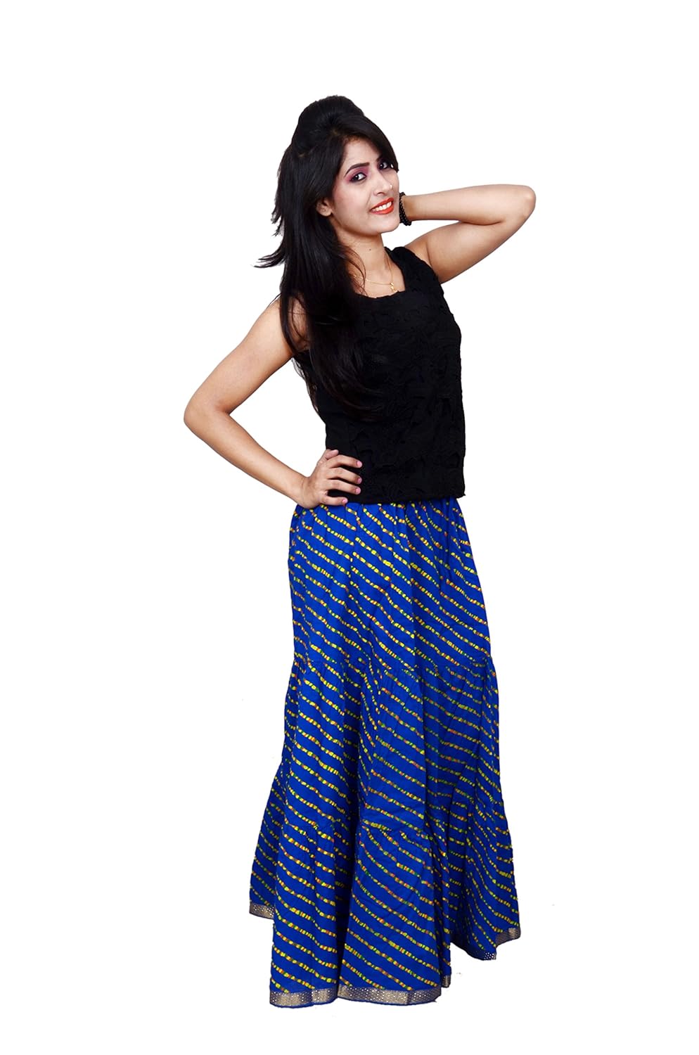 archiecs creations women's cotton regular fit leheriya printed long skirt