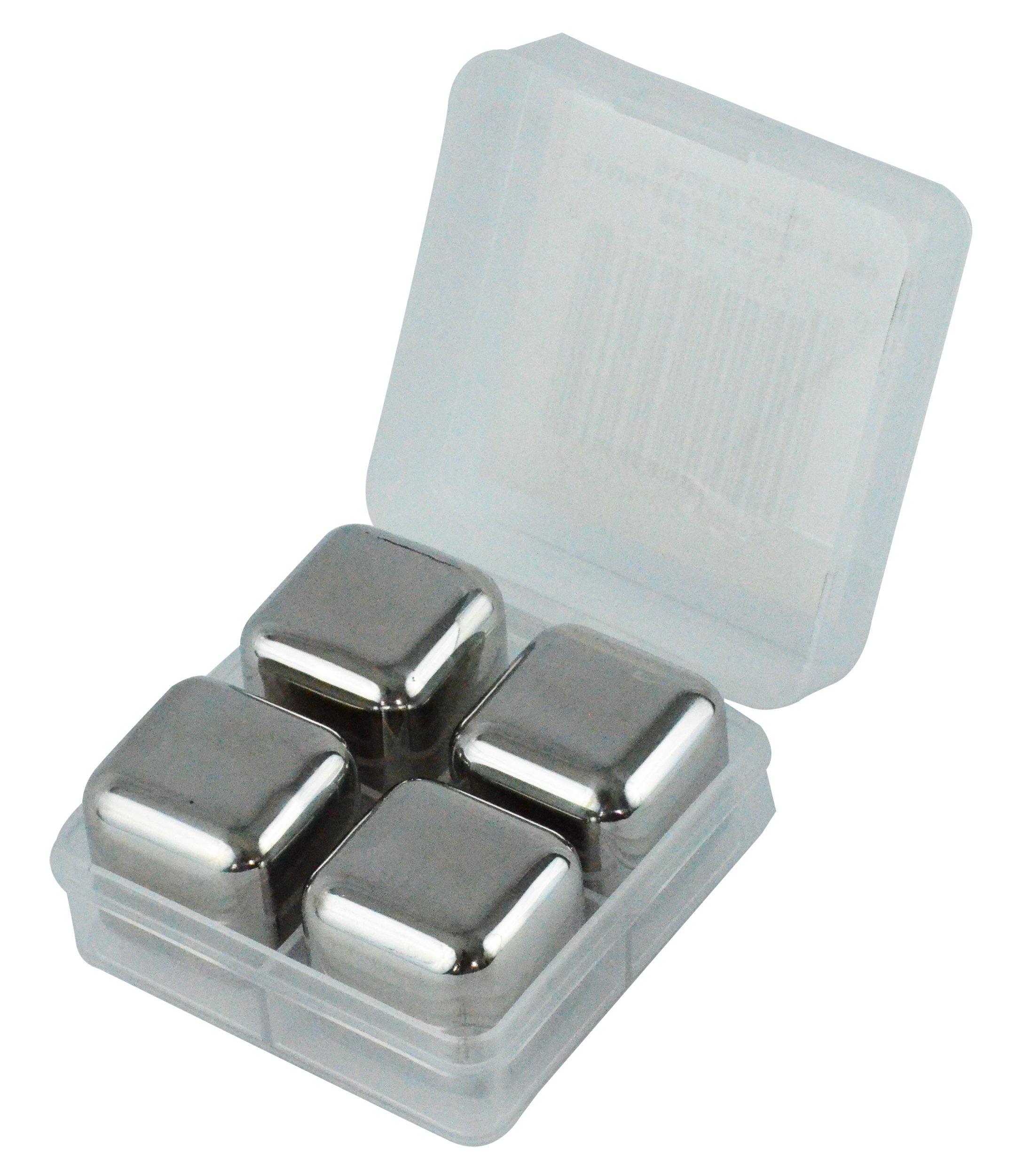 Southern Homewares Stainless Steel Chilling Ice Cubes Reusable for Whiskey Wine Beverage (Set of 4), Silver