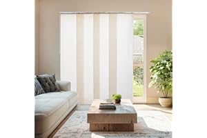 CHICOLOGY Embossed Textured Weave Fabric, Sliding Door Blinds, Room Divider,Vertical Blinds for Patio Doors, Sliding Glass Door Blinds, Country Ivory (Light Filtering), W:46-86 x H: Up to-96 inches
