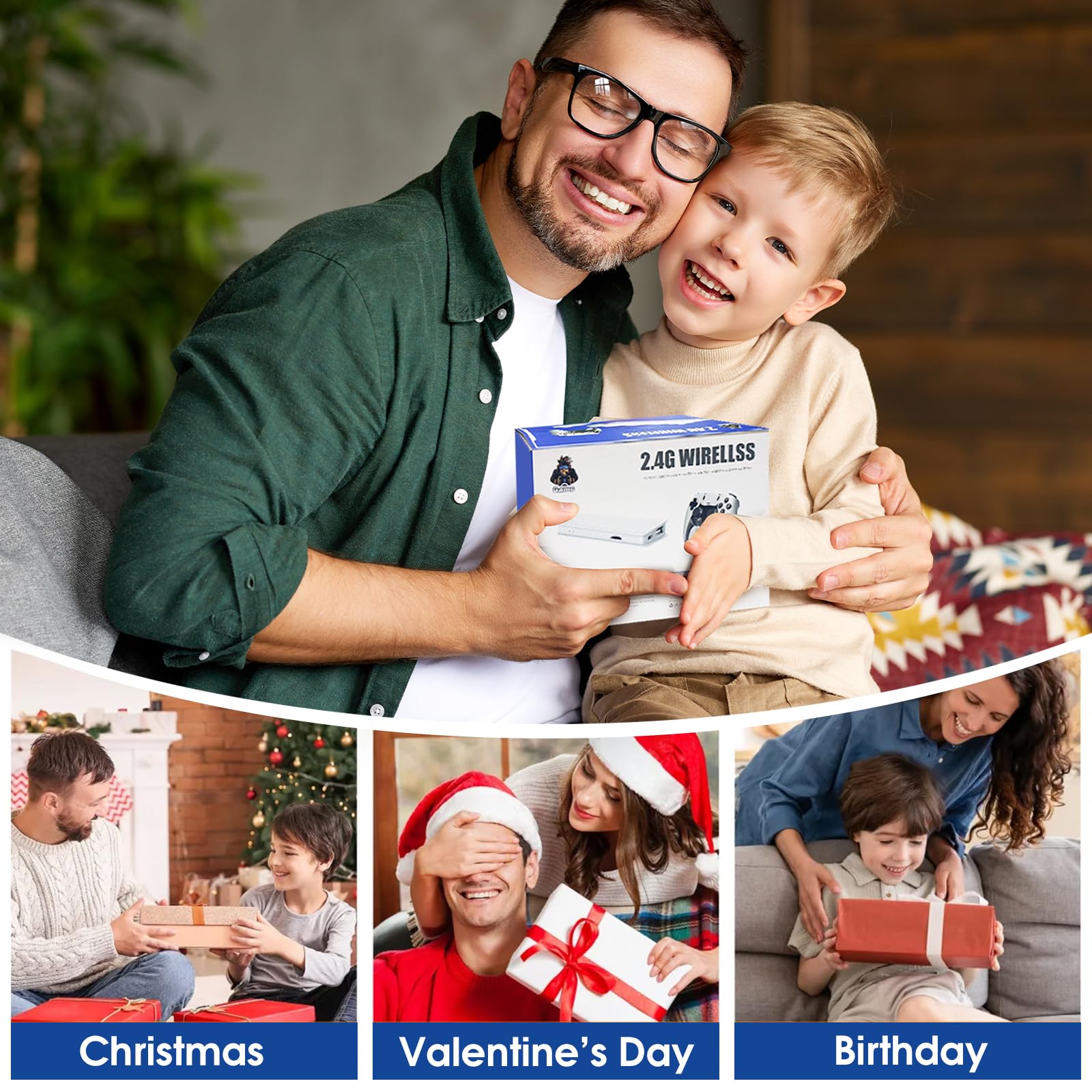 TEFELE 2025New Wireless Retro Game Console 23 Simulators and Over 20,000 Games 2.4G with Dual 2.4G Wireless Controllers(128G) Plug and Play 4K HD HDMI TV Game Stick