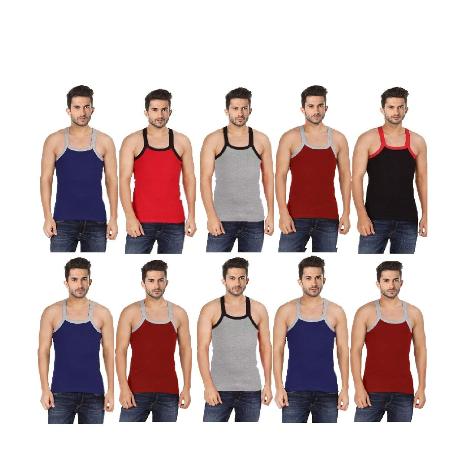 Knito Men's Cotton Gym Vest Combo of 10 (K_N+P10) Amazon.in Clothing