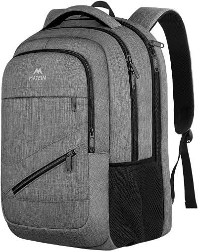 MATEIN 17 Inch Laptop Backpack Water Resistant Anti Theft TSA USB Port Grey