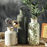 Vintage Vase Set of 3, Ceramic Vintage Flower Vases, Chinoiserie Decorative Home Decor Retro Floral Vase Rustic Farmhouse Dec