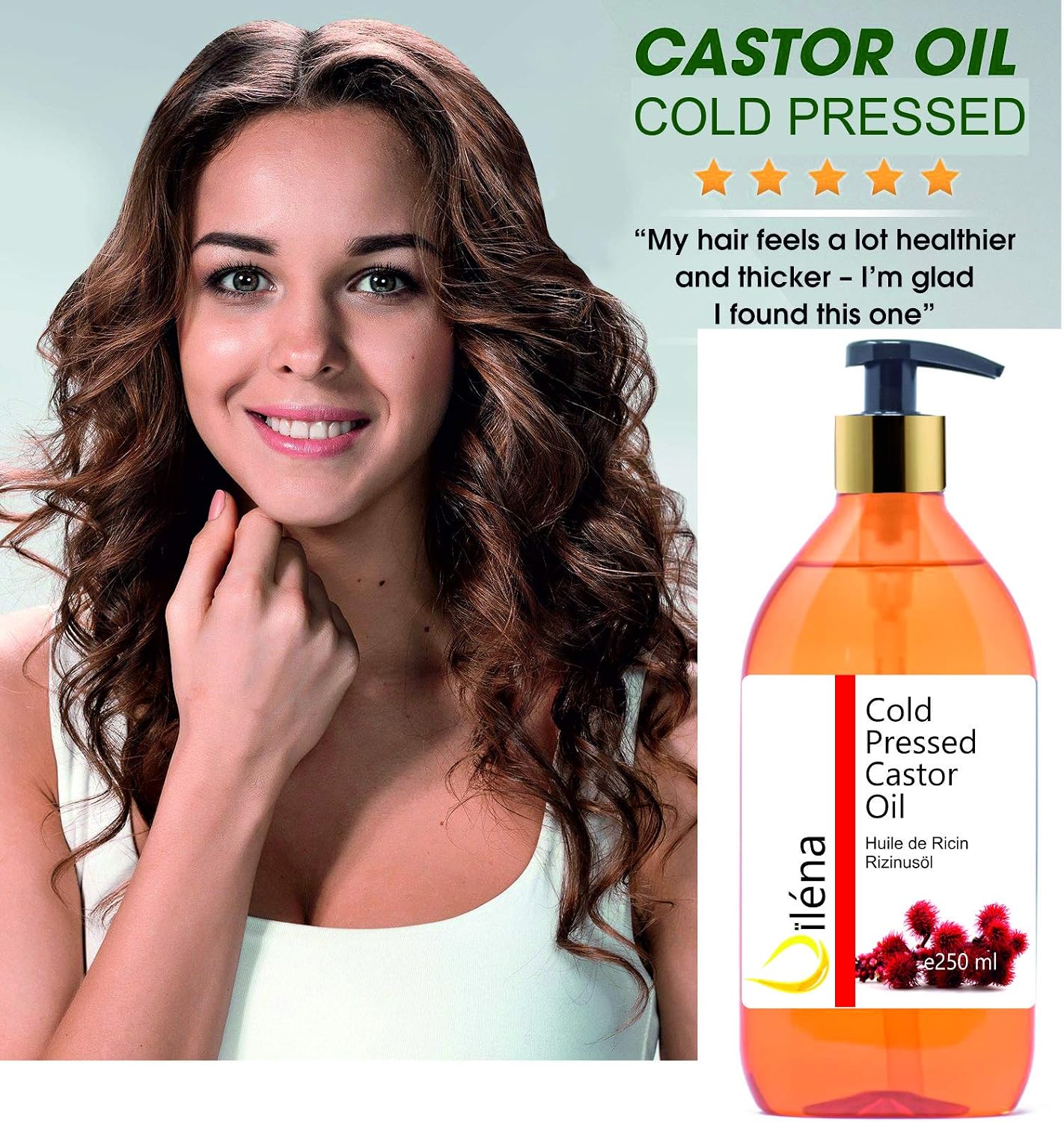 Cold Pressed Organic Castor Oil Eyelash Growth Cuticle Care Oil Hair Growth Hair Loss Serum 100% Natural Vegan 500 ml Beard Oil - Image 3
