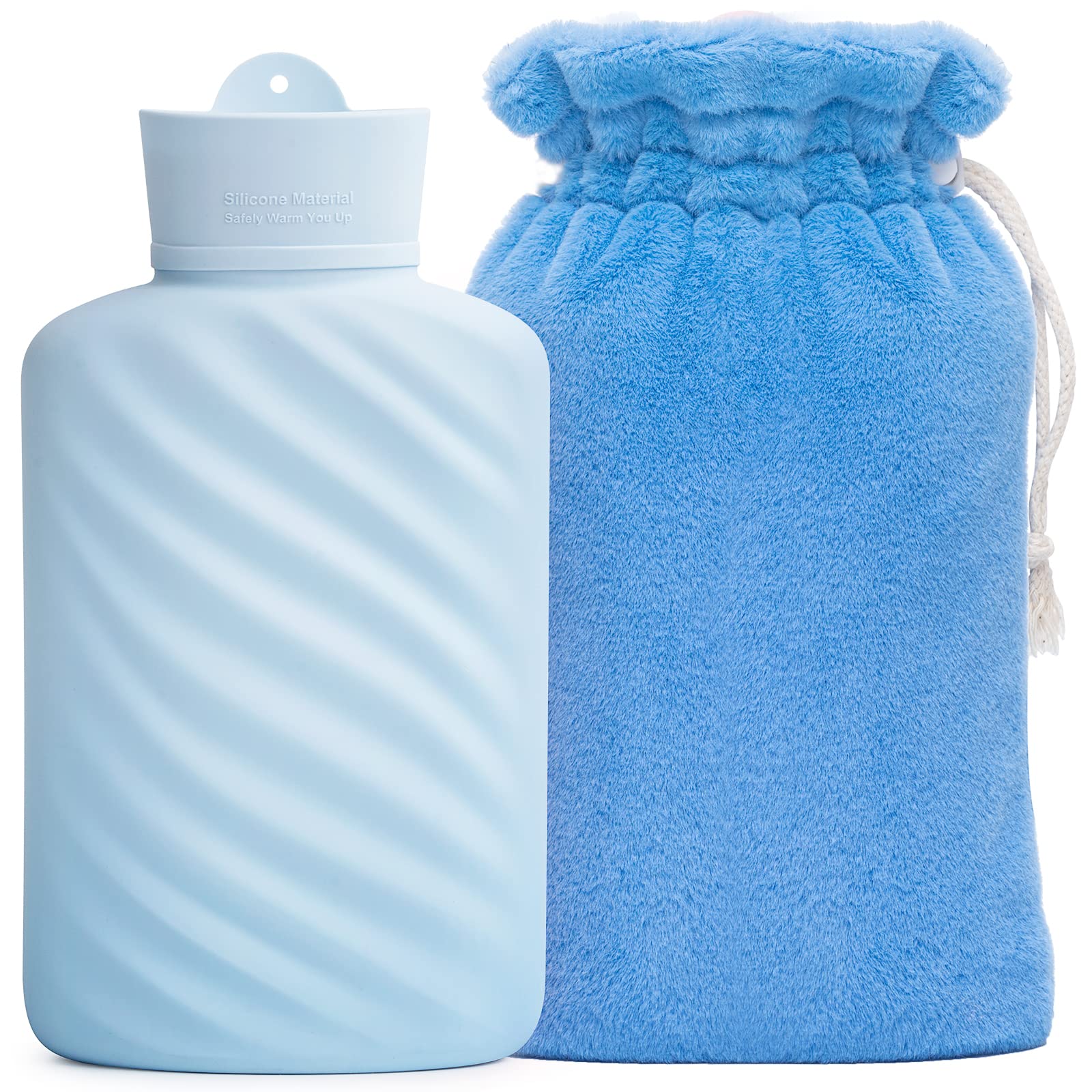 Microwaveable Silicone Hot Water Bottle with Cover(1 Liter), MEETRUE Innovative BPA-Free Silicone Hot Water Bag Hot Water Bottles for Pain Relief, Hot & Cold Therapies-Gift for Women Children Elderly