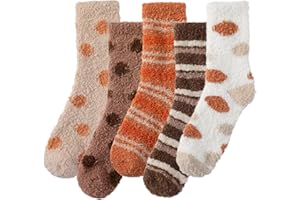 fauson Fuzzy Socks for Women - 5 Pairs Warm Cozy Socks For Women Mom, Slipper Socks Winter Indoor Christmas