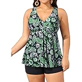 Aqua Eve Plus Size Swimsuits with Shorts Two Piece Tankini for Women Flowy Bathing Suits Athletic Swimwear