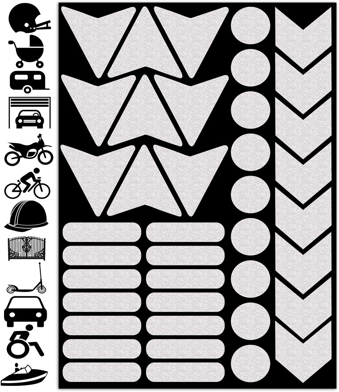 Biomar Labs Reflective Vinyl Sticker Set Weatherproof Self Adhesive Decals for Car Motorcycle Bicycle Scooter Helmet Window Exterior Interior Styling Visibility Personalisation (40 Pieces D 48)