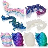 SHUWND 4PCS 3D Printed Dragon Eggs with Dragon Inside,Mini Easter Eggs Articulated Crystal Fidget Toys,Easter Basket Stuffers,Mystery Mythical Pieces (4PC-B)