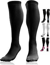 aZengear Compression Socks 20-30mmHg Knee-High Seamless Toe Black S-M