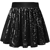 Mirawise Girls Metallic Sequin Skirt Sparkle Shiny Pleated Skirts Dance Outfit Elastic Waist Skorts Size 6-13