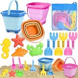 Dreamon Beach Sand Toys 14 PCS Bucket Spade Moulds Collapsible Bucket view 1