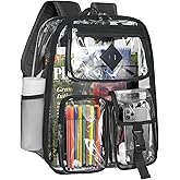 Clear Backpack Heavy Duty Large PVC Transparent See Through Backpacks Work Travel Stadium Approved Festival Backpack (Black)