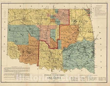 Amazon Co Jp 歴史的な地図 インドの領土とオクラホマ州の地図 10 ビンテージウォールアート 56in X 44in 5644 Rmsy1 Generic
