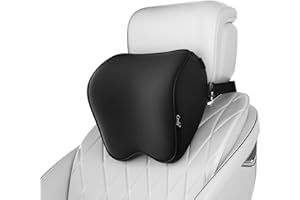Crofy 2-Pack Car Neck Pillow, Softness Car Headrest Pillow for Driving with Adjustable Strap, 100% Memory Foam and Breathable Removable Cover, Comfortable Ergonomic Design, 4.7 Inches Thick