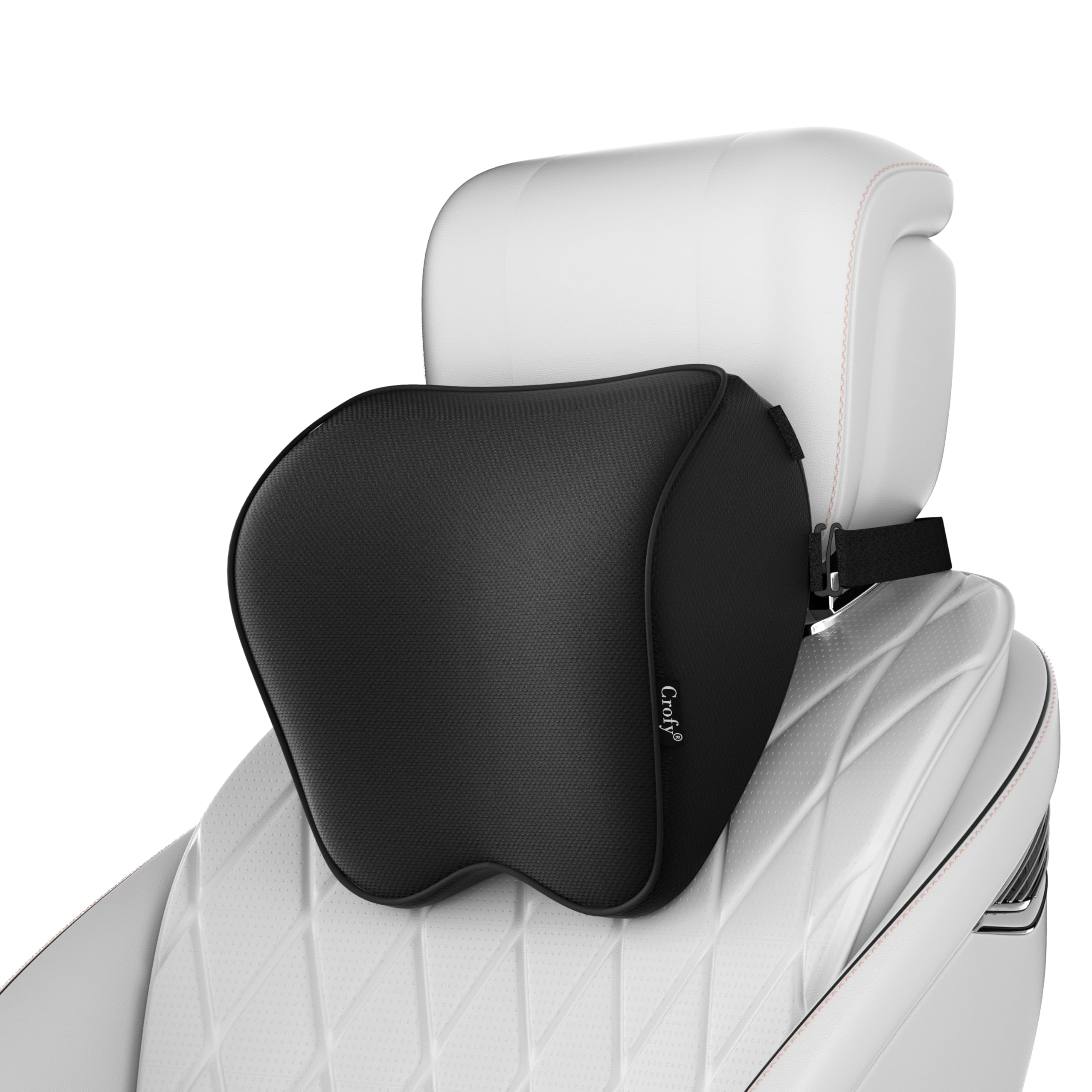 Photo 1 of Crofy 2-Pack Car Neck Pillow, Softness Car Headrest Pillow for Driving with Adjustable Strap, 100% Memory Foam and Breathable Removable Cover, Comfortable Ergonomic Design, 4.7 Inches Thick
