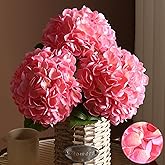 FLORRALIA 3Pcs Hydrangea Artificial Flowers, 22.44" Real Touch Latex Faux Hydrangea with Long Stems & Leaves for Home Office Decor or Wedding, Party, Centerpieces, Floral Arrangements (Pink)