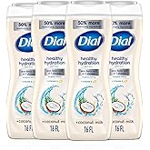 Dial Body Wash, Healthy Hydration, Coconut Milk + Vitamin E, 16 fl oz (Pack of 4), Gentle, Leaves Skin Feeling Soft In 1 Shower, Dermatologist-Tested, No Parabens & Silicones