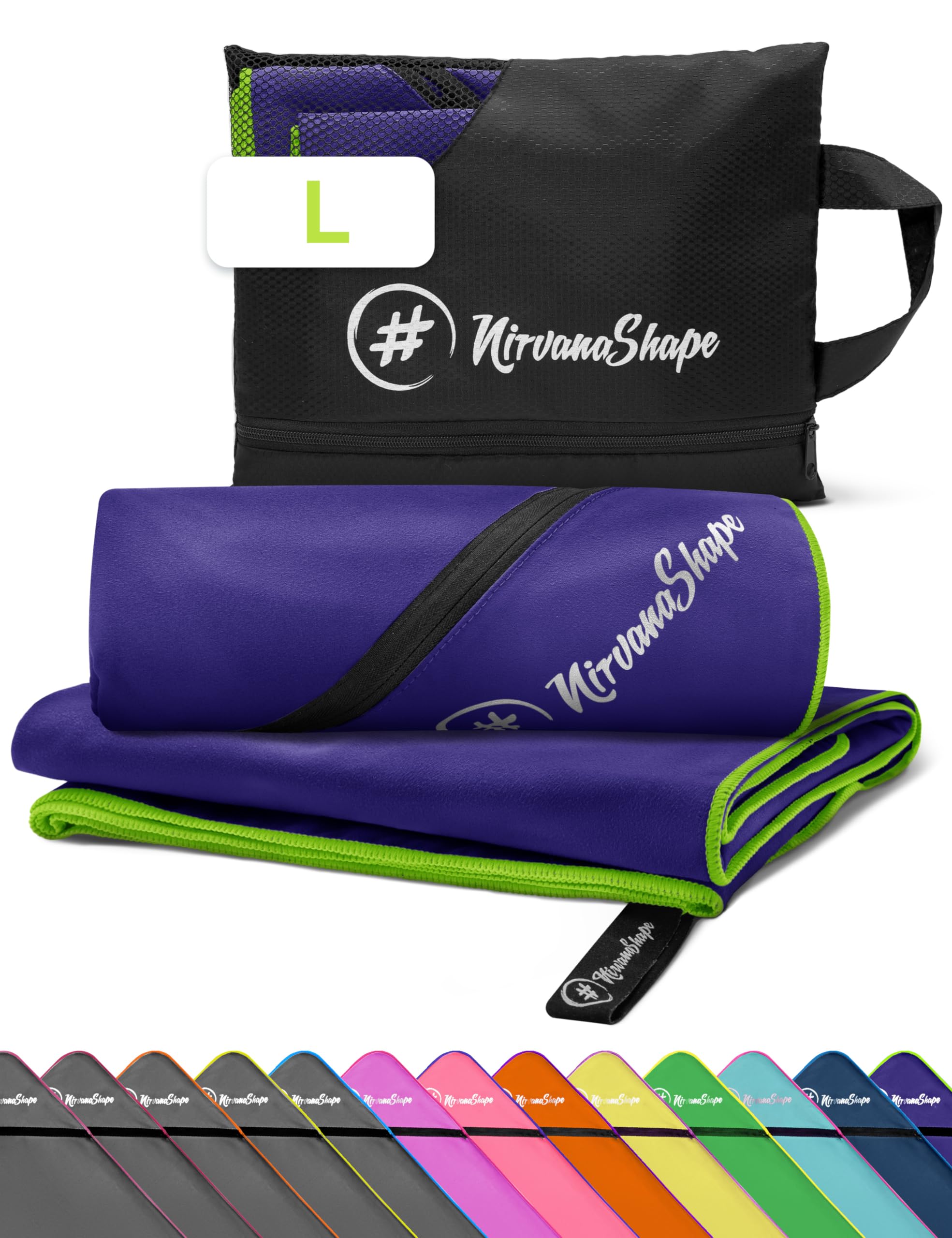 NirvanaShape Microfiber - Travel Towel for Beach, Sports, L 140 x 70 cm