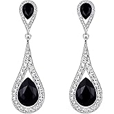 EVER FAITH Women's Jewelry Austrian Crystal Elegant Dual Teardrop Wedding Bride Pierced Dangle Earrings