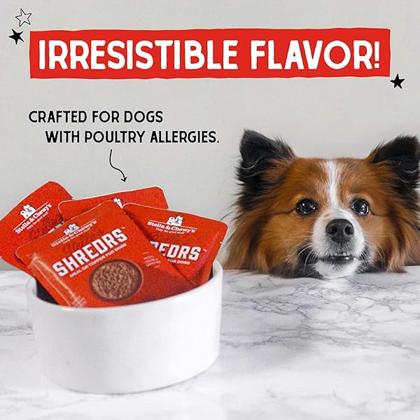 STELLA & CHEWY’S GRASS FED BEEF & LAMB SHREDRS – PREMIUM DOG FOOD POUCHES – PERFECT FOR PICKY EATERS – 12 PACK, 2.8OZ EACH