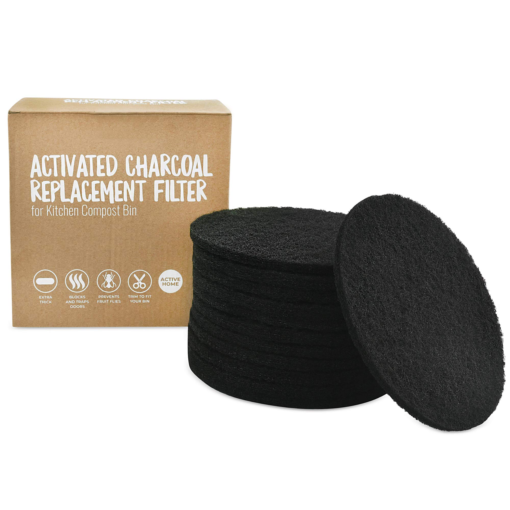 12 Pack Activated Charcoal Replacement Filters for Kitchen Compost Bin