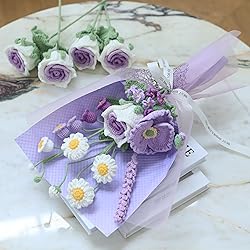 YOOJEE Crochet Purple Ombre Rose Tulip Bouquet