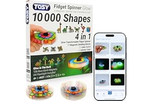 TOSY Magnet Fidget Spinner Glow - 16 Blocks, 3in1 Toy: Transformable Fidget Spinner, Infinity/Puzzle Cube, Glowing, Christmas Stocking Stuffers Gift for Kids/Adults, STEM Sensory Stress Relief