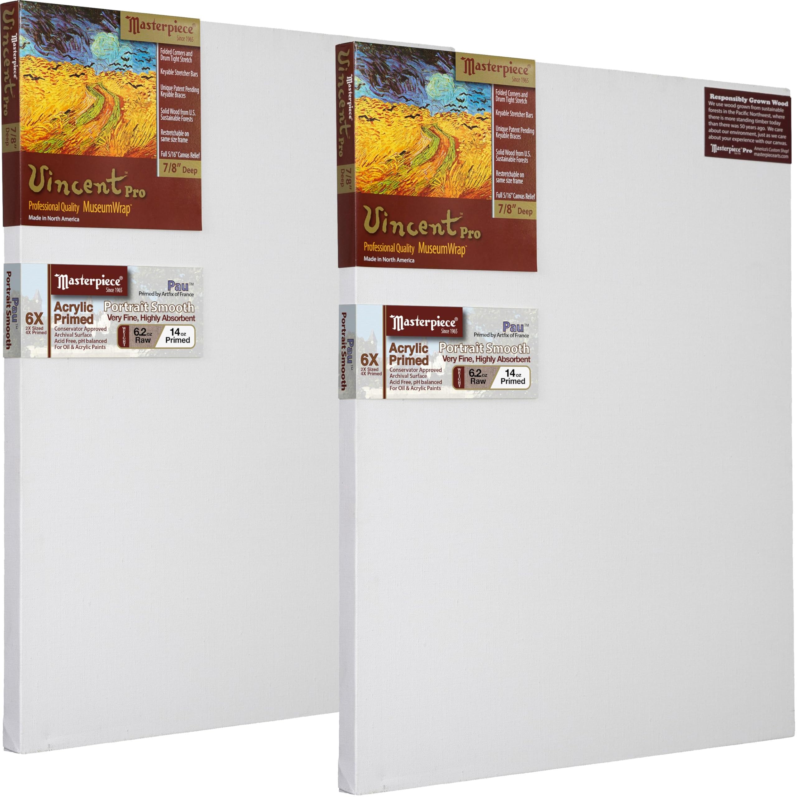 MASTERPIECE Z2VQ-2845 Vincent Pro 7/8″ Deep Linen 14.1oz – Poitiers Portrait – Oil Primed Stretched Canvas 28″ x 45″ 2 Piece