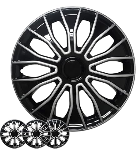 thumbnail image 2 of CCI Wheel Covers 14 Inch 10-Spoke Design - Gloss Black & Silver Universal Fit Hubcaps Set Of 4 2 of 12