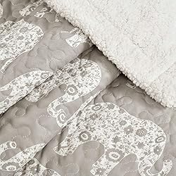 Lush Decor Elephant Parade Throw Fuzzy Reversible