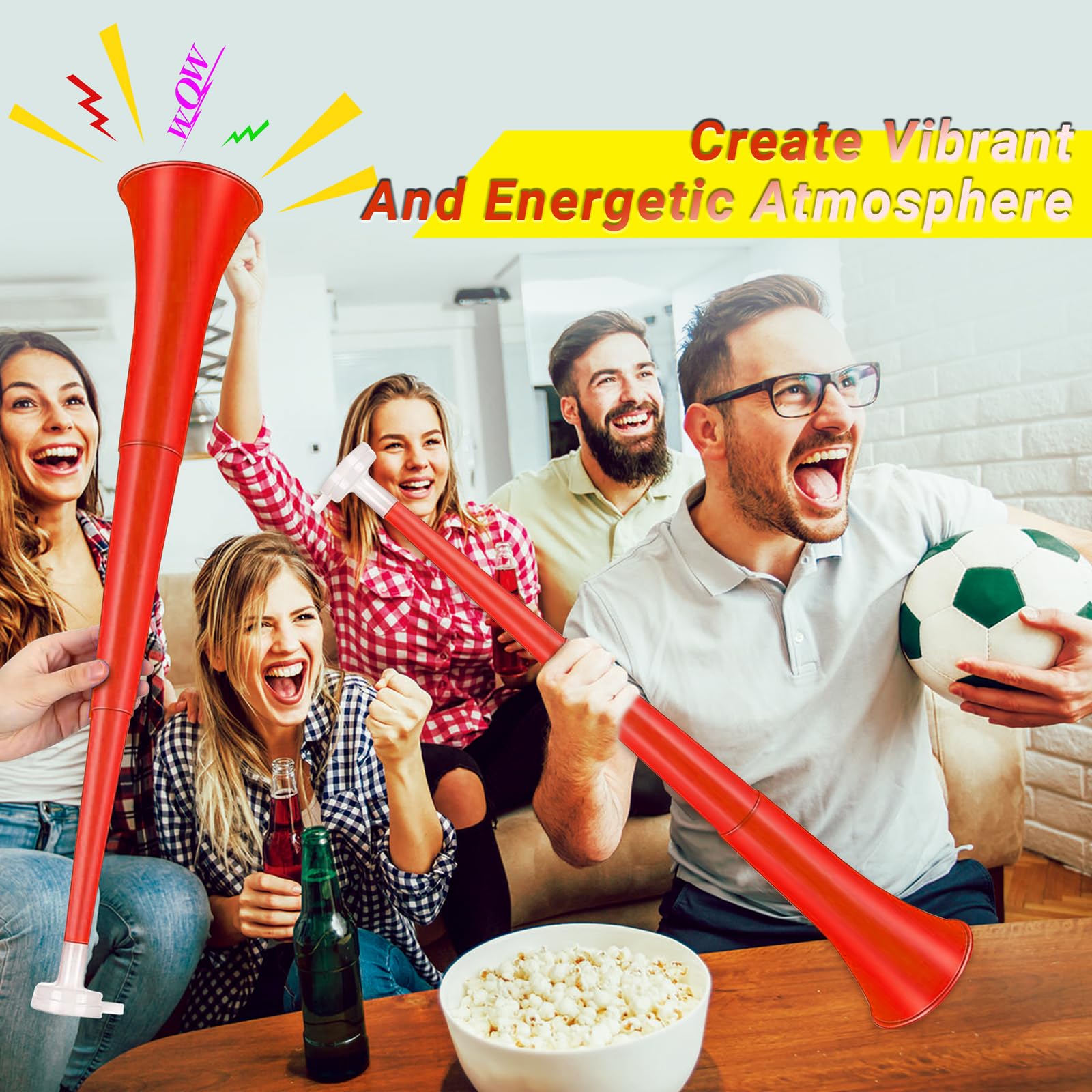 Collapsible Stadium Horn 24 Inch Vuvuzela Plastic Trumpet Horn Blow Horn Noisemakers Loud Sound Soccer Horn Cheer Horn for Sporting Events Graduation Games School Party Supplies Favors Accessories