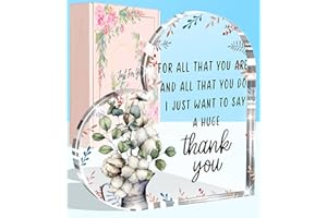 Petitian Thank You Gifts for Women Coworkers Men Friends, Inspirational Appreciation Gifts for Employee Teacher Nurse Doctor Female Acrylic Heart Paperweight Keepsake Secret Sister Birthday Gifts